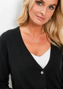 bonprix bonprix Chaqueta lisa de punto fino Negro