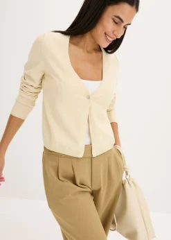 bonprix bonprix Chaqueta lisa de punto fino Arena claro Sale