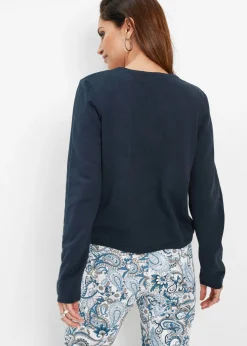 bonprix bonprix Chaqueta lisa de punto fino Azul marino