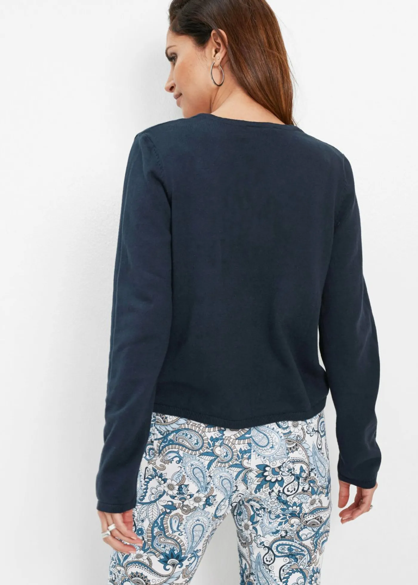 bonprix bonprix Chaqueta lisa de punto fino Azul marino