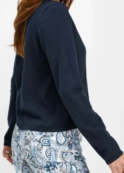 bonprix bonprix Chaqueta lisa de punto fino Azul marino