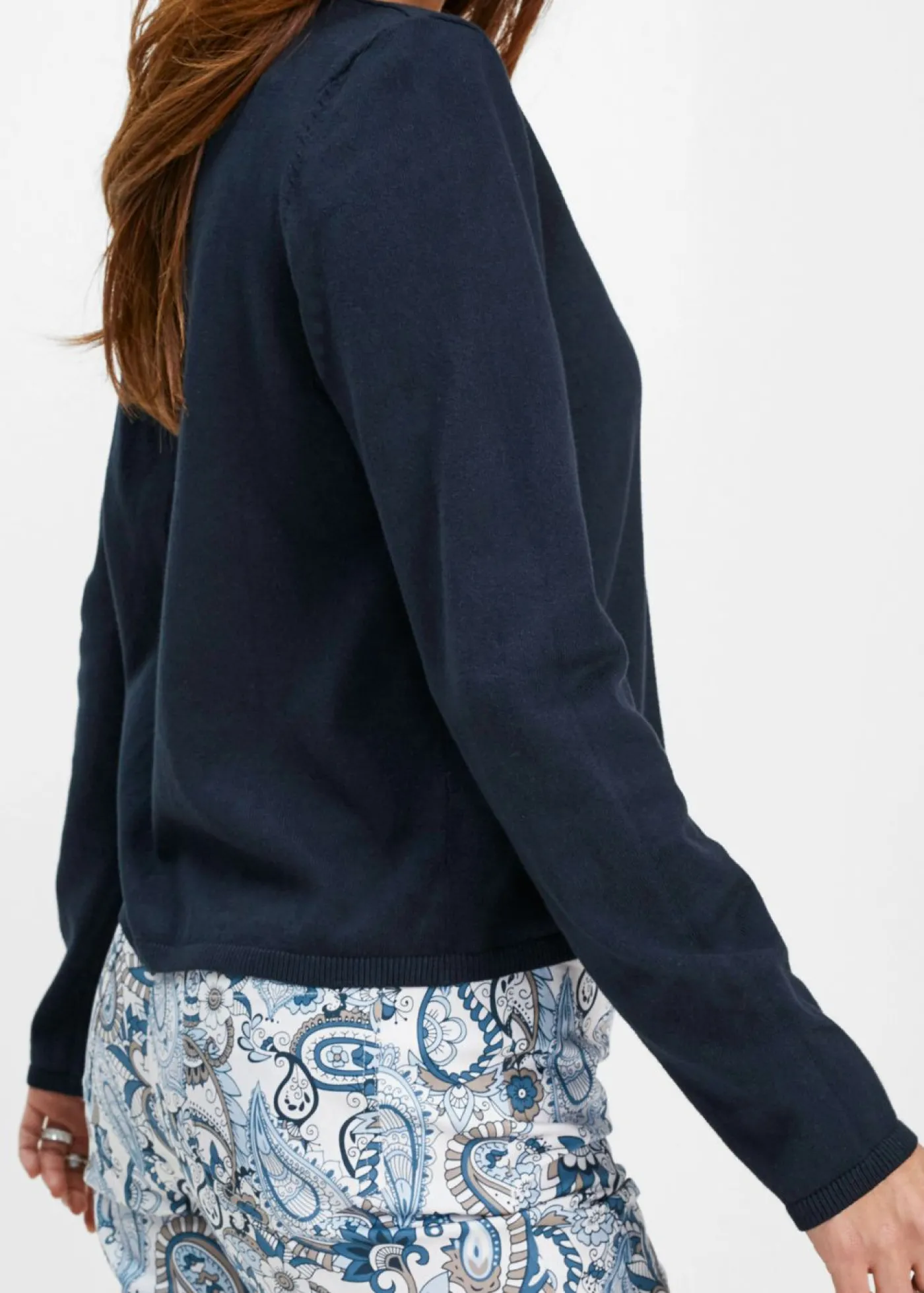 bonprix bonprix Chaqueta lisa de punto fino Azul marino