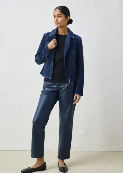 bonprix bonprix Chaqueta motera de ante Azul marino Online