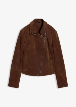 bonprix bonprix Chaqueta motera de ante marrón