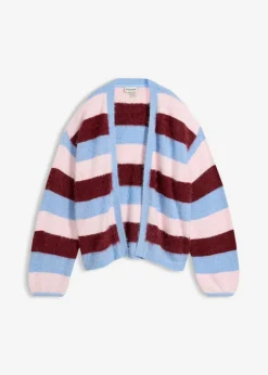 bonprix bonprix Chaqueta oversize de punto rosa claro-rojo rubí-azul claro con rayas Outlet
