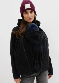 bonprix bonprix Chaqueta polar 4 en 1 con inserto para bebé y función de porteo en la parte delantera y trasera Negro