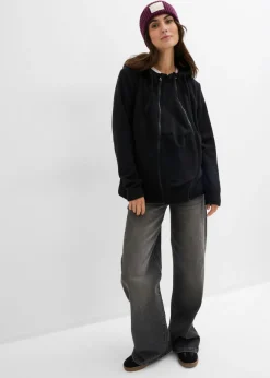 bonprix bonprix Chaqueta polar 4 en 1 con inserto para bebé y función de porteo en la parte delantera y trasera Negro