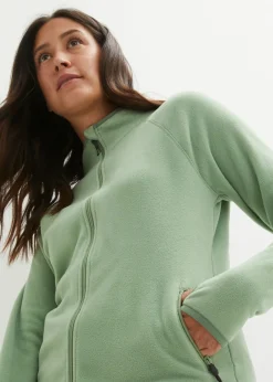 bonprix bonprix Chaqueta polar con bolsillos con cremallera Verde pino Online