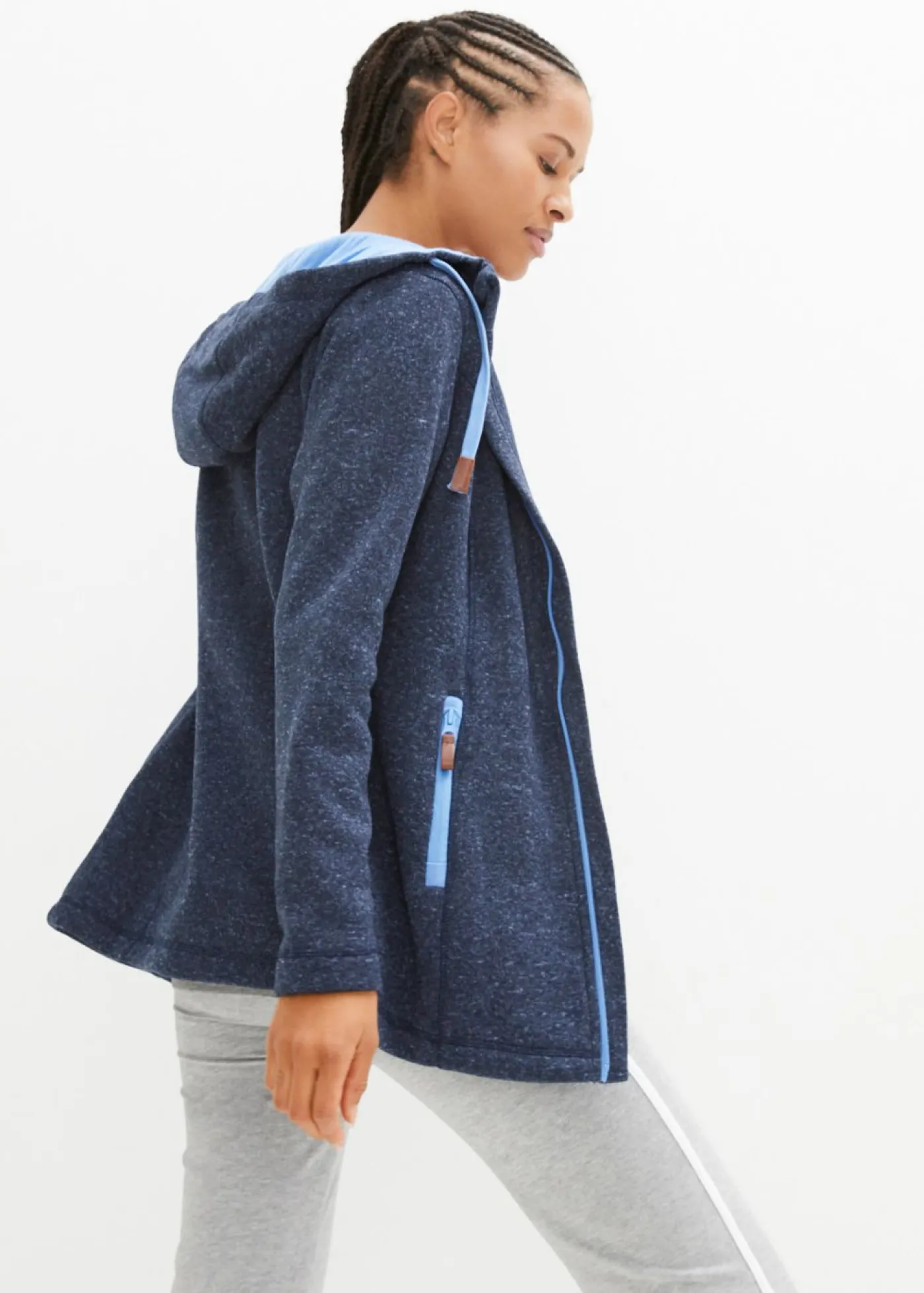 bonprix bonprix Chaqueta polar con capucha azul marino moteado Discount