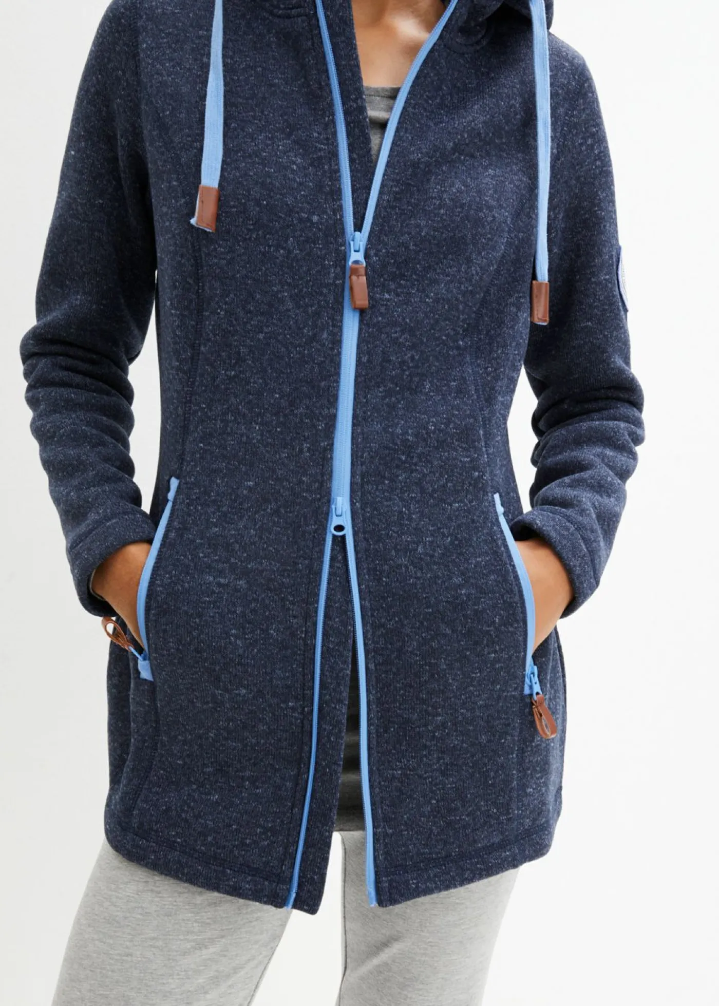 bonprix bonprix Chaqueta polar con capucha azul marino moteado Discount