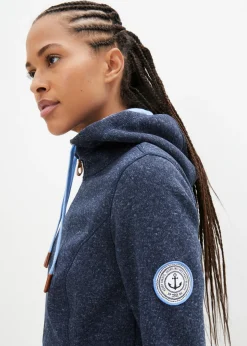 bonprix bonprix Chaqueta polar con capucha azul marino moteado Discount
