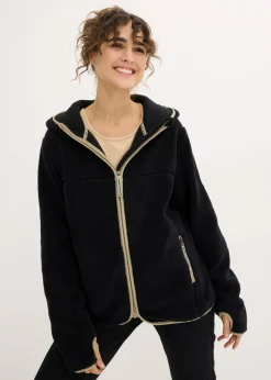 bonprix bonprix Chaqueta polar con capucha Negro Clearance