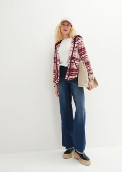 bonprix bonprix Chaqueta polar con capucha y estampado noruego sorbete de frutos rojos