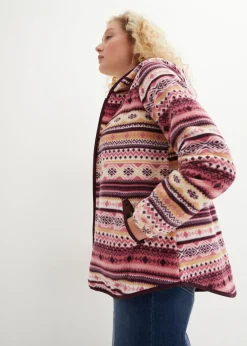 bonprix bonprix Chaqueta polar con capucha y estampado noruego sorbete de frutos rojos