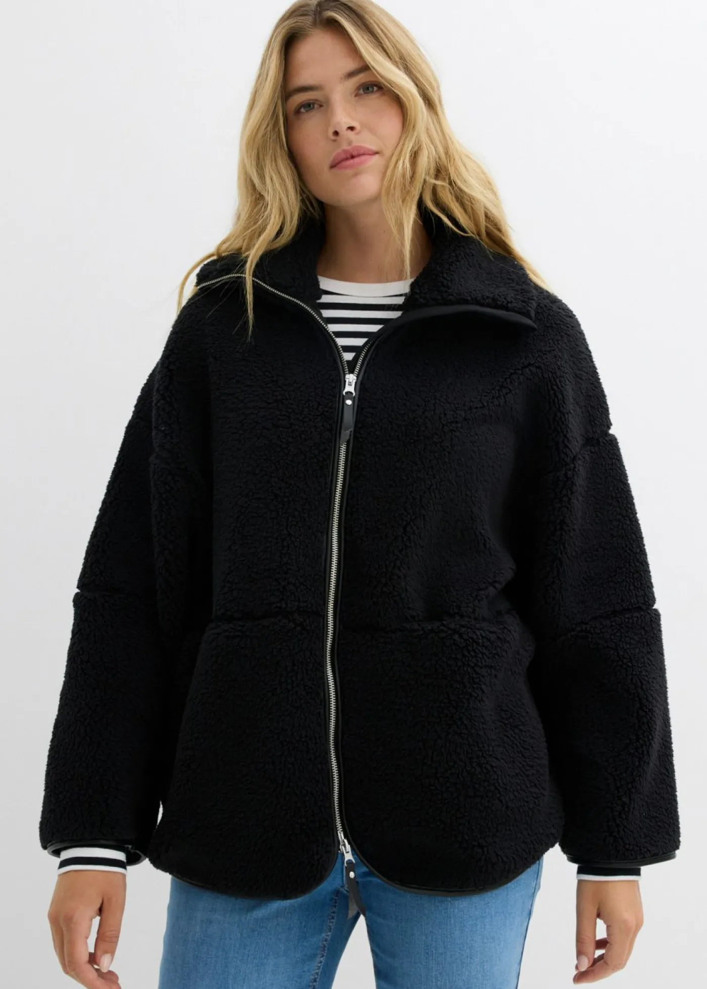 bonprix bonprix Chaqueta polar con corte holgado Negro New