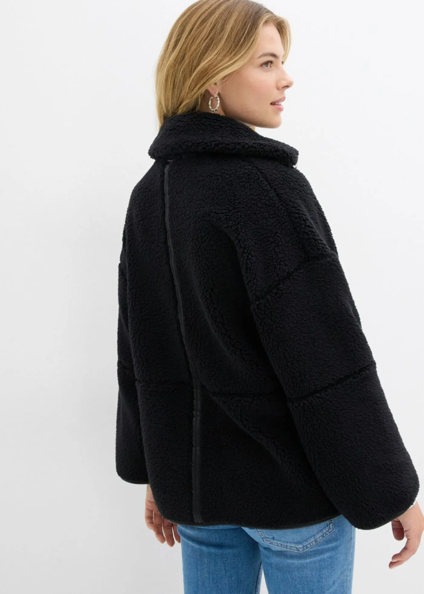 bonprix bonprix Chaqueta polar con corte holgado Negro New
