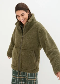 bonprix bonprix Chaqueta polar con forro Verde oliva oscuro