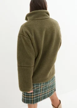 bonprix bonprix Chaqueta polar con forro Verde oliva oscuro