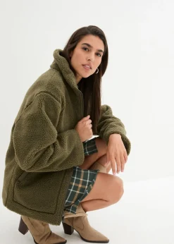 bonprix bonprix Chaqueta polar con forro Verde oliva oscuro
