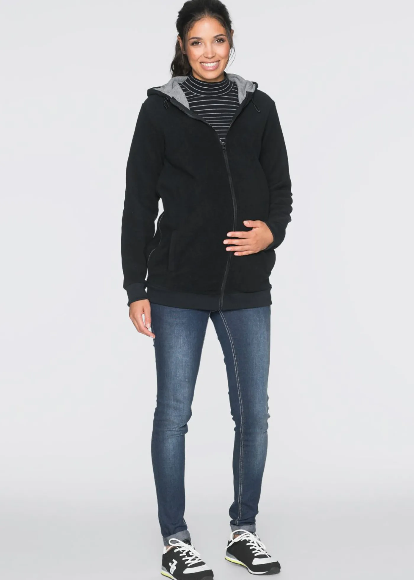 bonprix bonprix Chaqueta polar premamá/de porteo Negro Discount