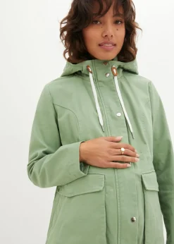 bonprix bonprix Chaqueta premamá 3 en 1 con inserto de porteo Verde musgo/blanco Clearance
