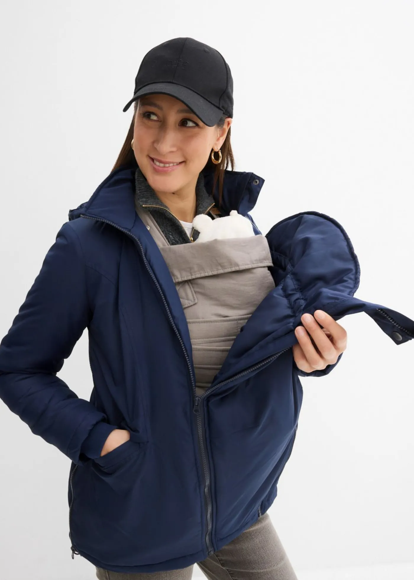 bonprix bonprix Chaqueta premamá 3 en 1 con inserto de porteo Azul marino Outlet