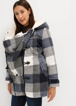 bonprix bonprix Chaqueta premamá de lana con forro de peluche/chaqueta de porteo Azul oscuro-gris de cuadros Clearance