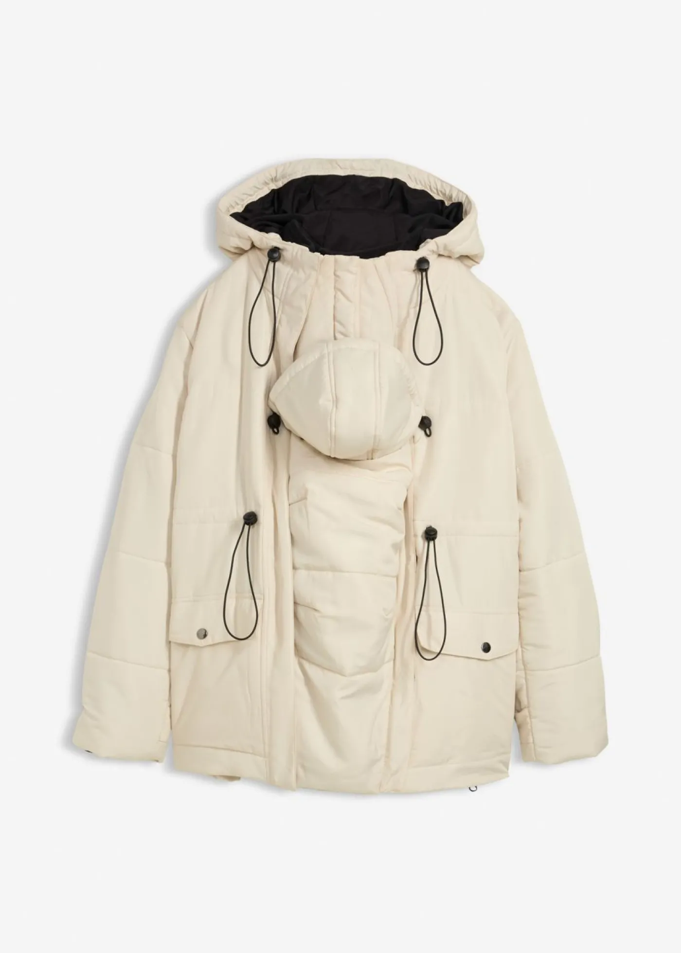 bonprix bonprix Chaqueta premamá de porteo 6 en 1 con forro polar extraíble Beige-negro Hot