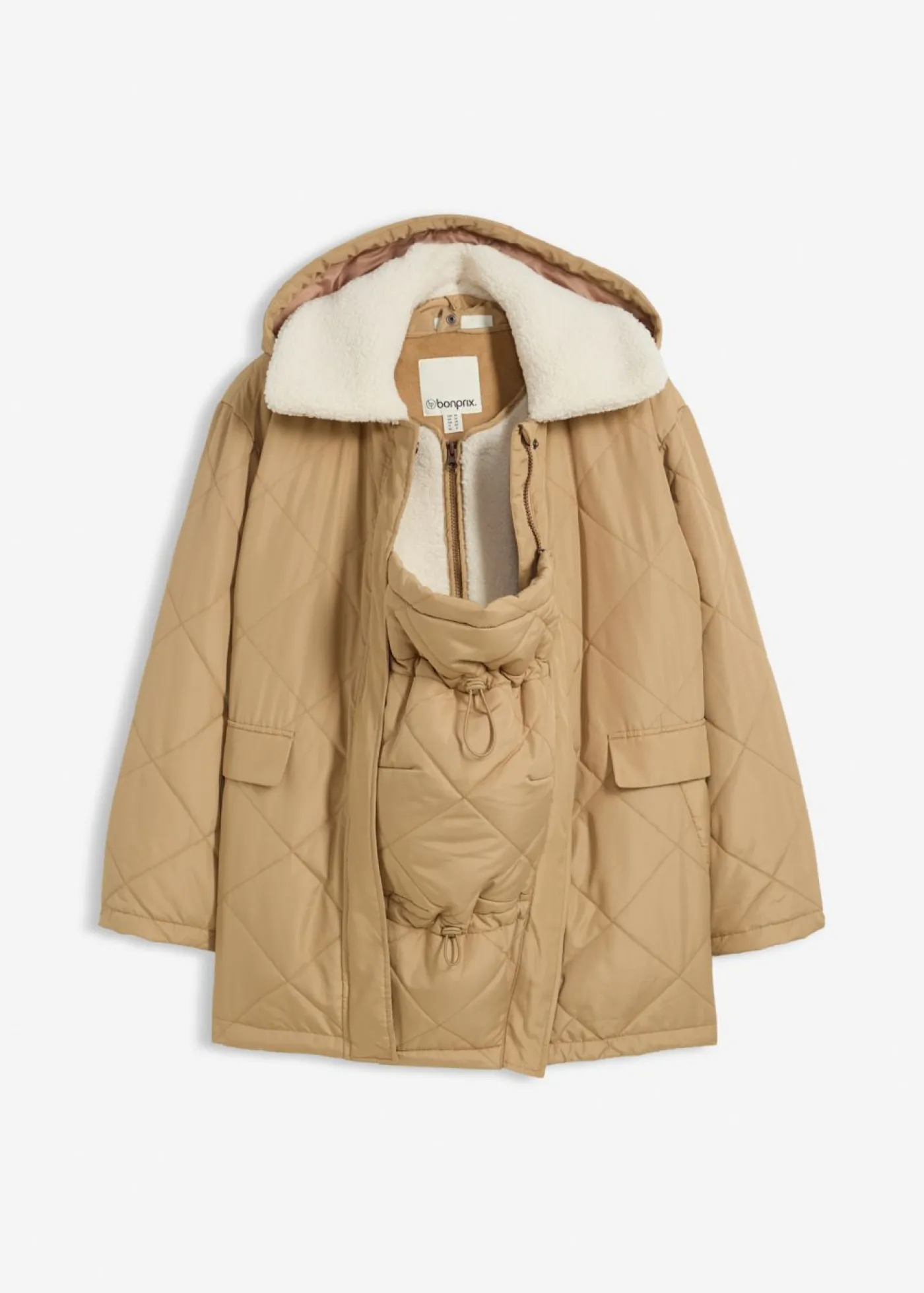 bonprix bonprix Chaqueta premamá de porteo 6 en 1 con chaleco desmontable Camel mate Clearance