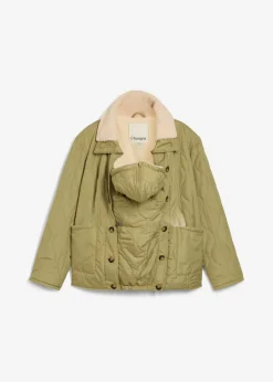 bonprix bonprix Chaqueta premamá ligera 3 en 1 con forro polar e inserto de porteo Verde caqui Outlet