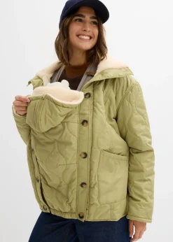 bonprix bonprix Chaqueta premamá ligera 3 en 1 con forro polar e inserto de porteo Verde caqui Outlet