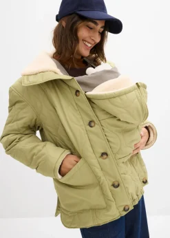 bonprix bonprix Chaqueta premamá ligera 3 en 1 con forro polar e inserto de porteo Verde caqui Outlet