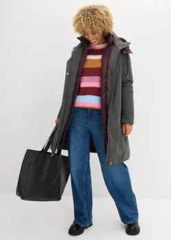 bonprix bonprix Chaqueta repelente al agua para exteriores con aspecto 2 en 1 antracita New