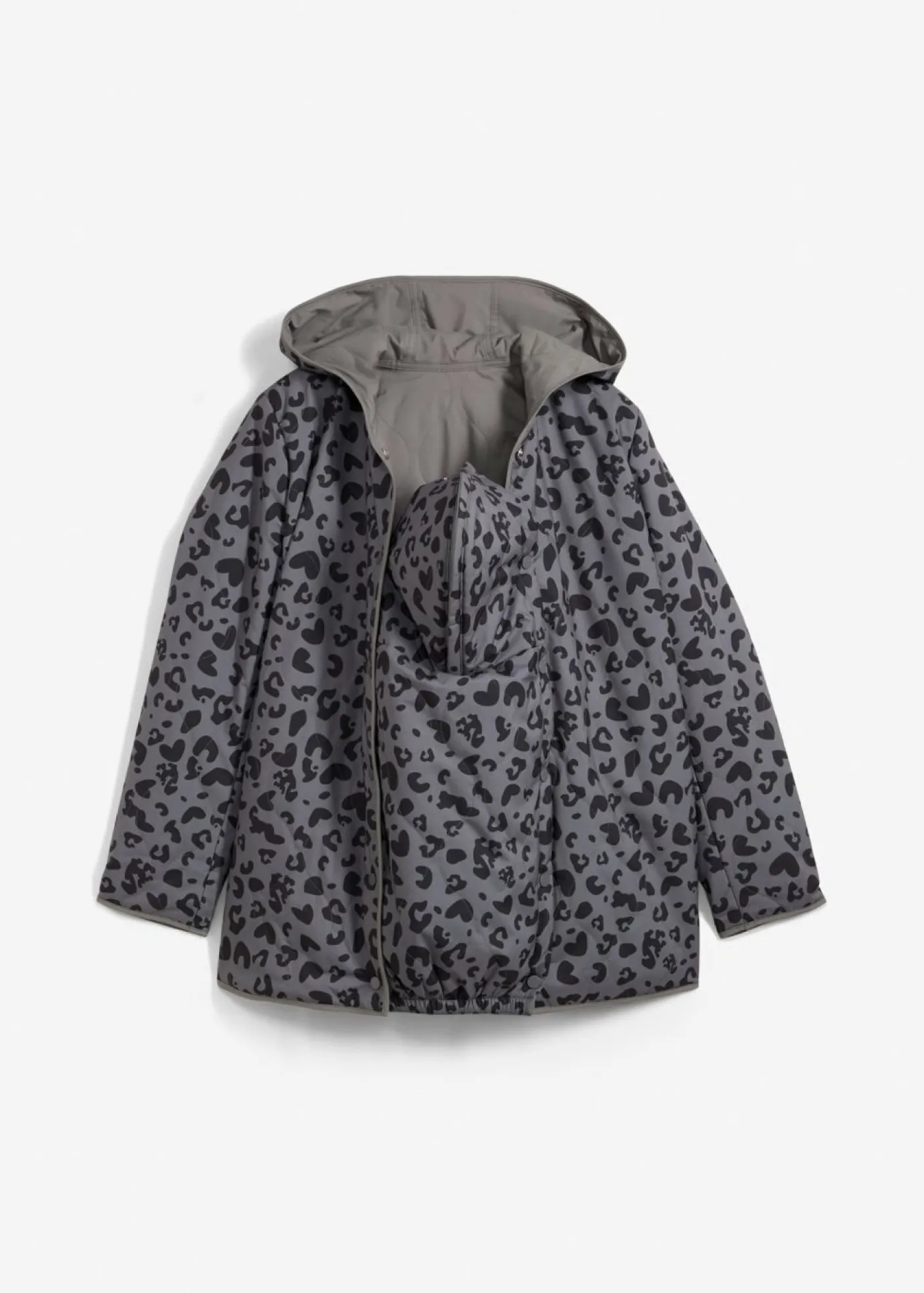 bonprix bonprix Chaqueta reversible premamá 4 en 1 con función de porteo estampado leo gris ahumado-negro Best
