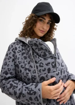 bonprix bonprix Chaqueta reversible premamá 4 en 1 con función de porteo estampado leo gris ahumado-negro Best