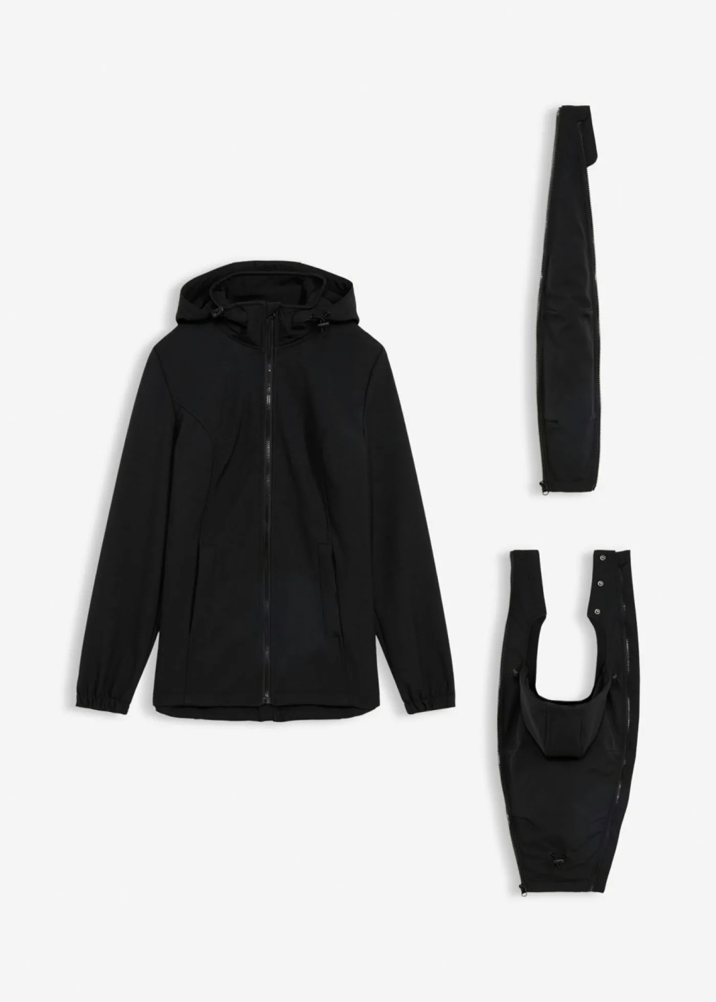 bonprix bonprix Chaqueta softshell 4 en 1 con inserto para bebé en la parte delantera y trasera Negro Best