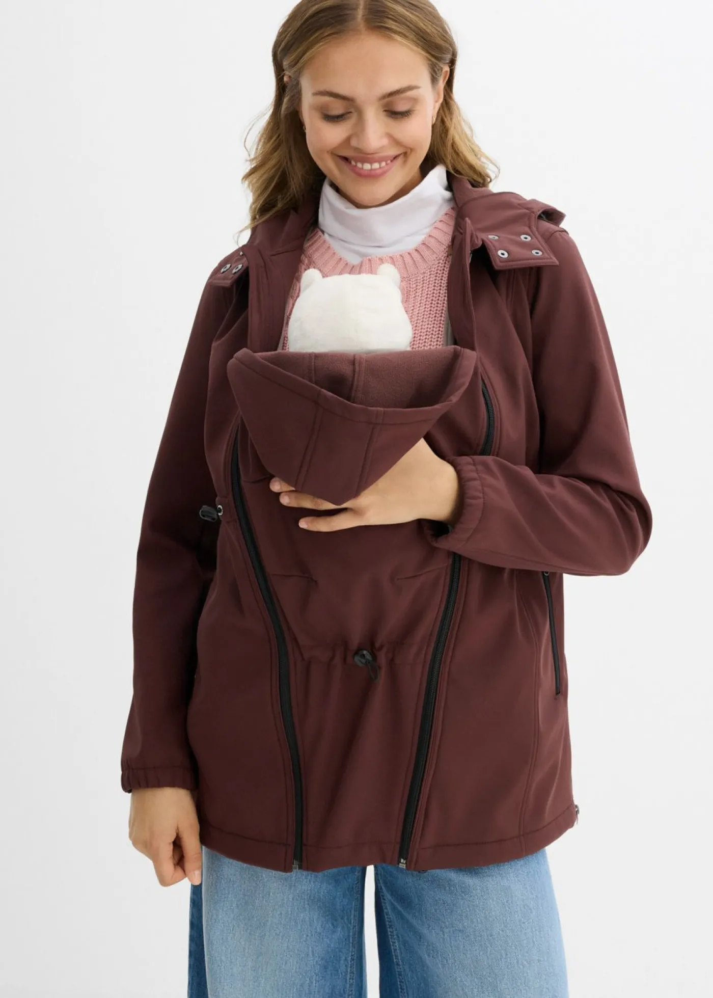 bonprix bonprix Chaqueta softshell de porteo/premamá con ancho regulable Marrón tierra New
