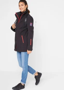 bonprix bonprix Chaqueta softshell elástica con diseño largo y tejido repelente al agua Negro Discount