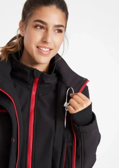 bonprix bonprix Chaqueta softshell elástica con diseño largo y tejido repelente al agua Negro Discount