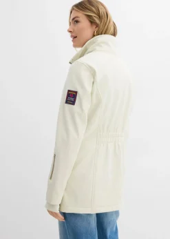 bonprix bonprix Chaqueta softshell elástica con diseño largo y tejido repelente al agua Beige Sale