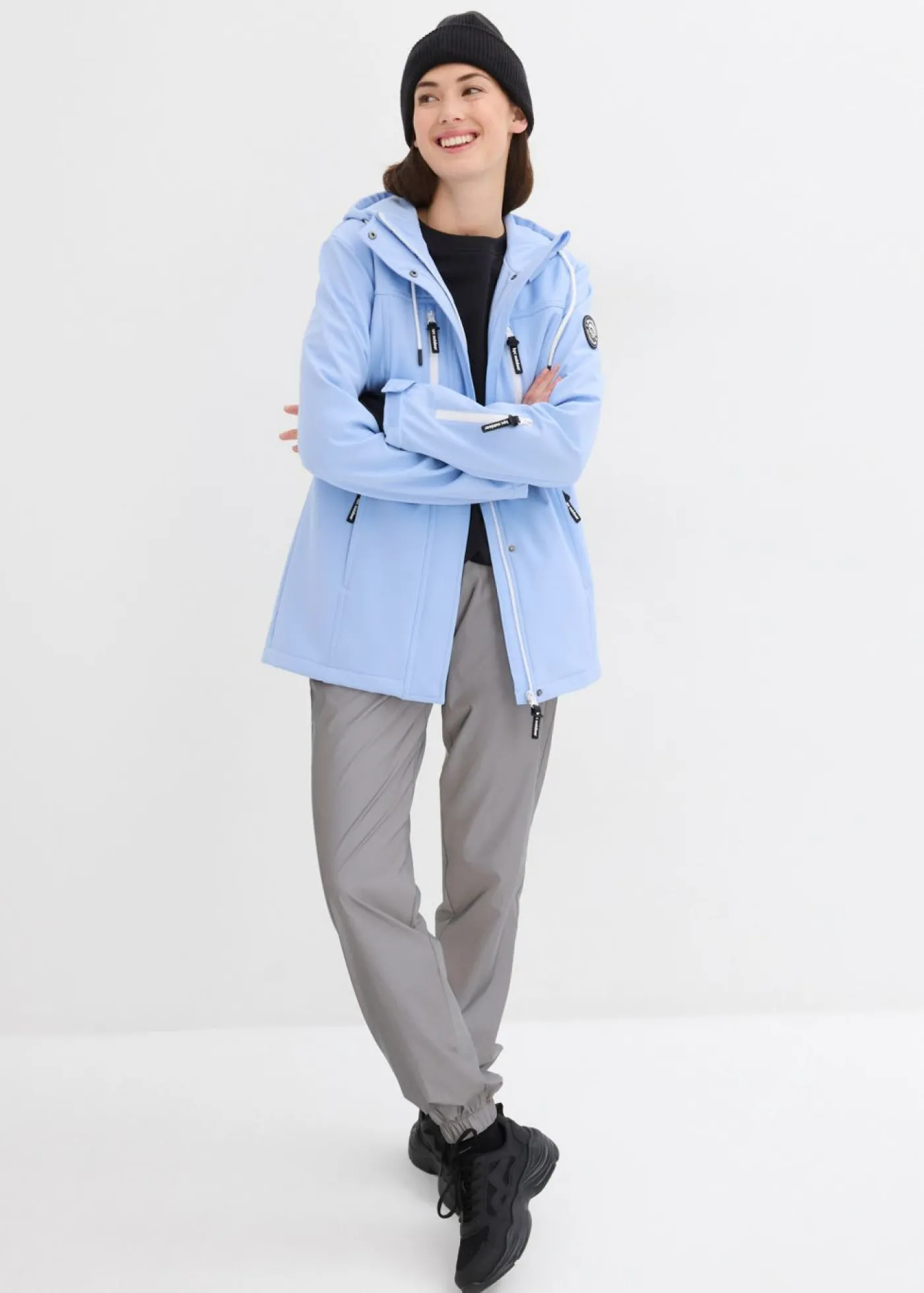 bonprix bonprix Chaqueta softshell repelente al agua Azul perla + blanco Best