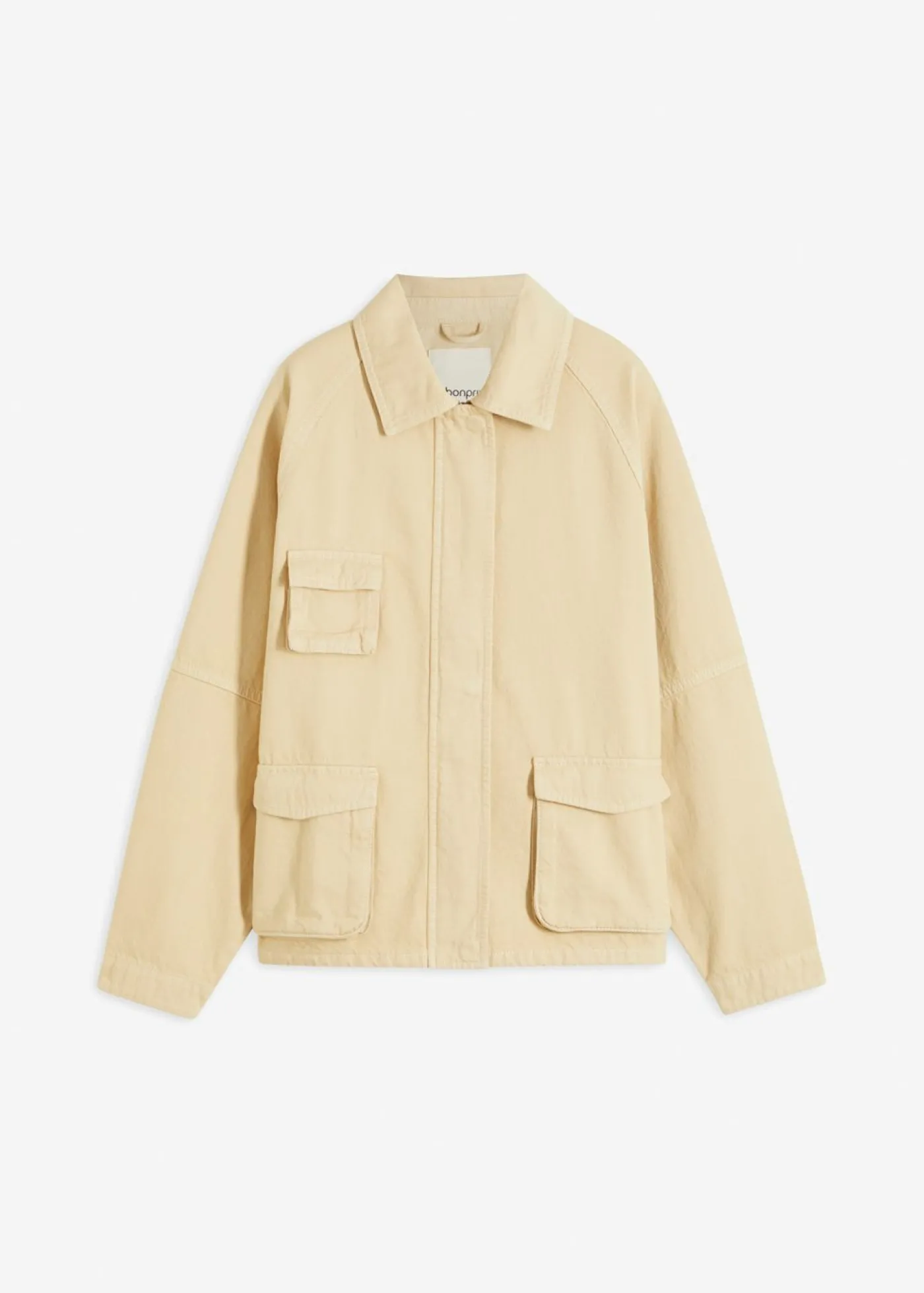 bonprix bonprix Chaqueta tipo militar de algodón puro Beige verdoso Discount
