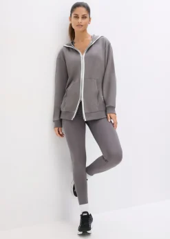 bonprix bonprix Chaqueta térmica de chándal de material de secado rápido con corte ancho Gris granito Outlet