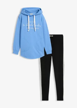 bonprix bonprix Chándal con sudadera larga y leggings (2 piezas) azul provenzal/negro New