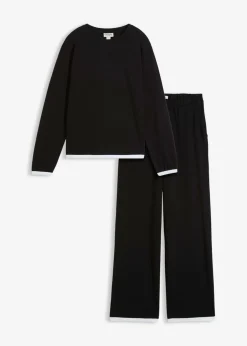 bonprix bonprix Chándal de algodón (2 piezas) Negro-blanco Outlet