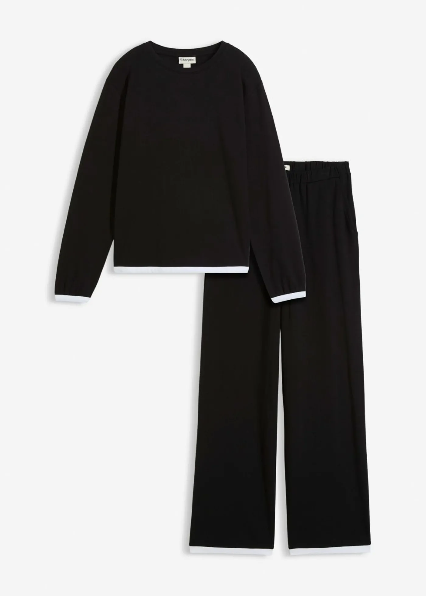 bonprix bonprix Chándal de algodón (2 piezas) Negro-blanco Outlet