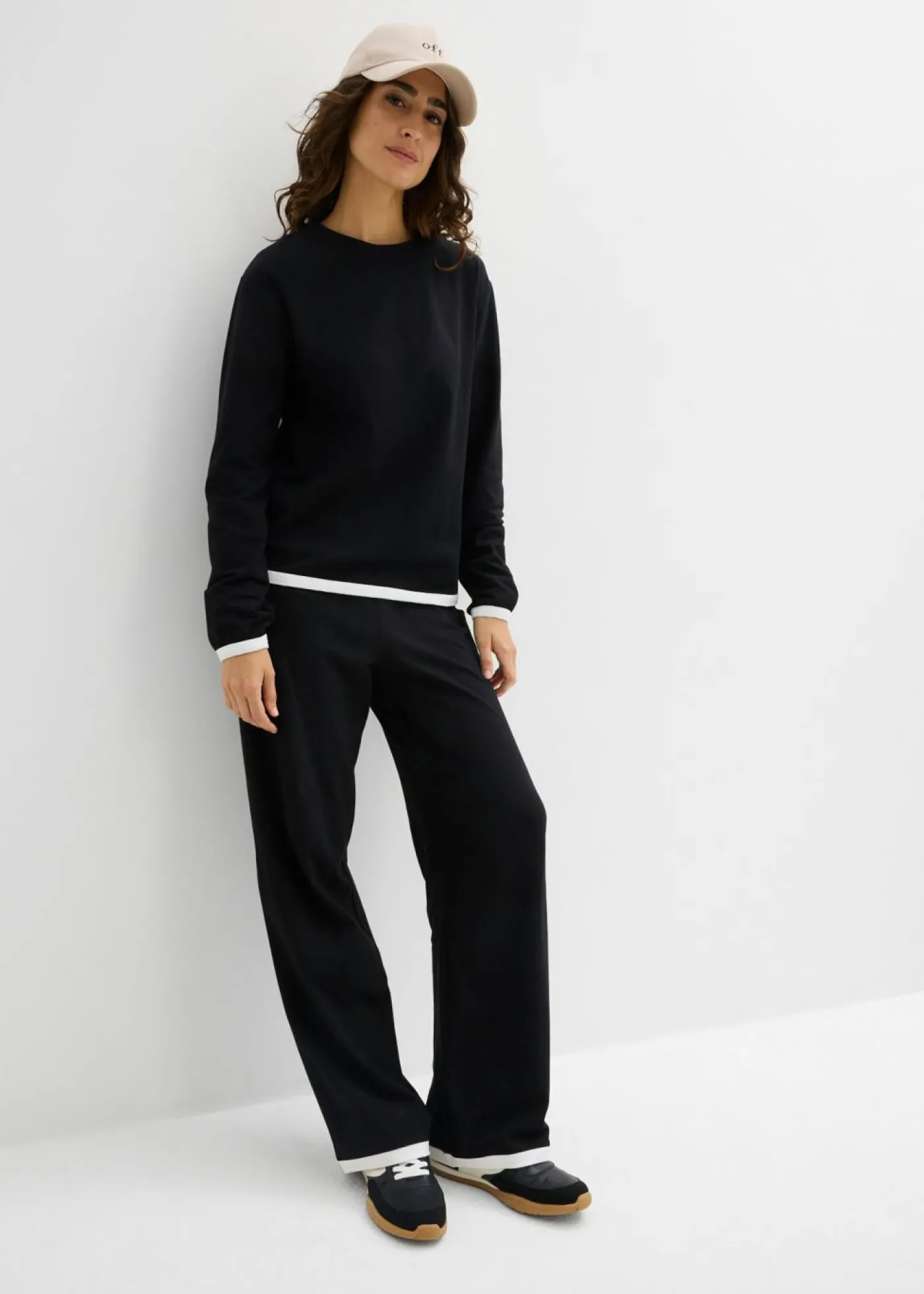 bonprix bonprix Chándal de algodón (2 piezas) Negro-blanco Outlet