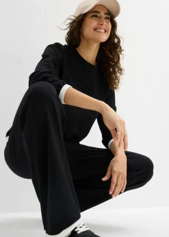 bonprix bonprix Chándal de algodón (2 piezas) Negro-blanco Outlet