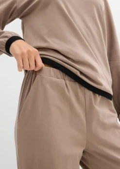 bonprix bonprix Chándal de algodón (2 piezas) Marrón grisáceo/negro Outlet