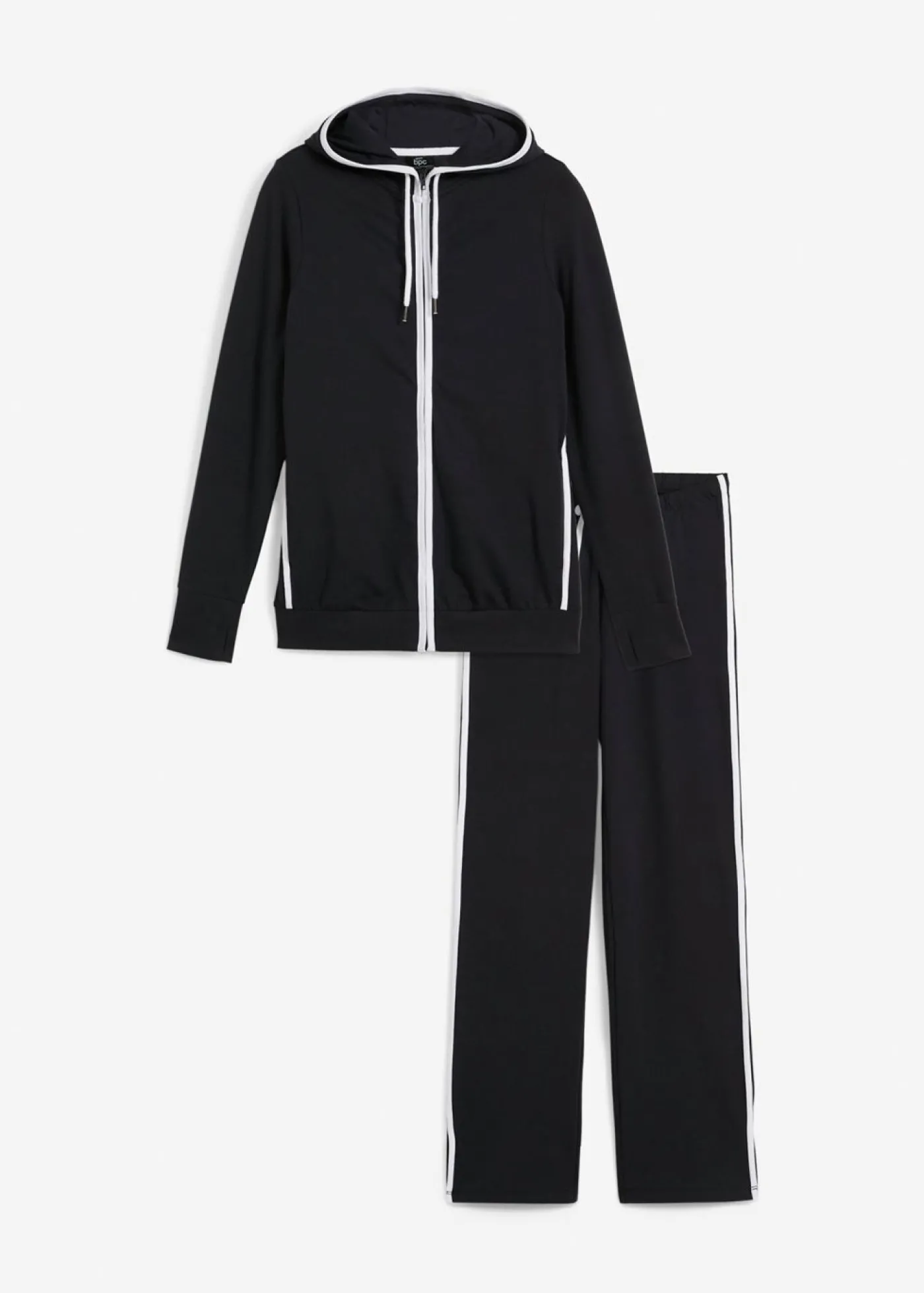 bonprix bonprix Chándal elástico de algodón (2 piezas) Negro Sale